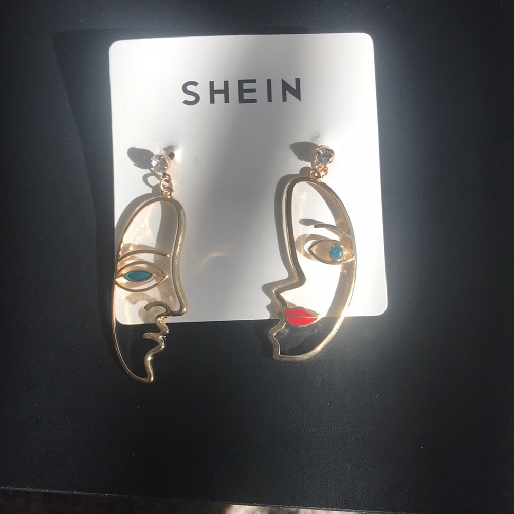 Gold Face Shaped Earrings